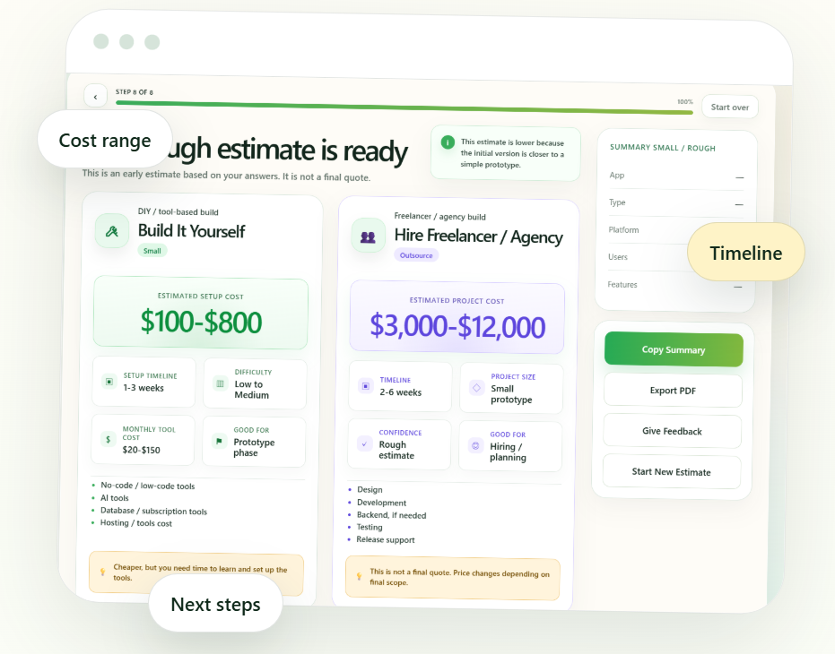 Estimatey results screen preview