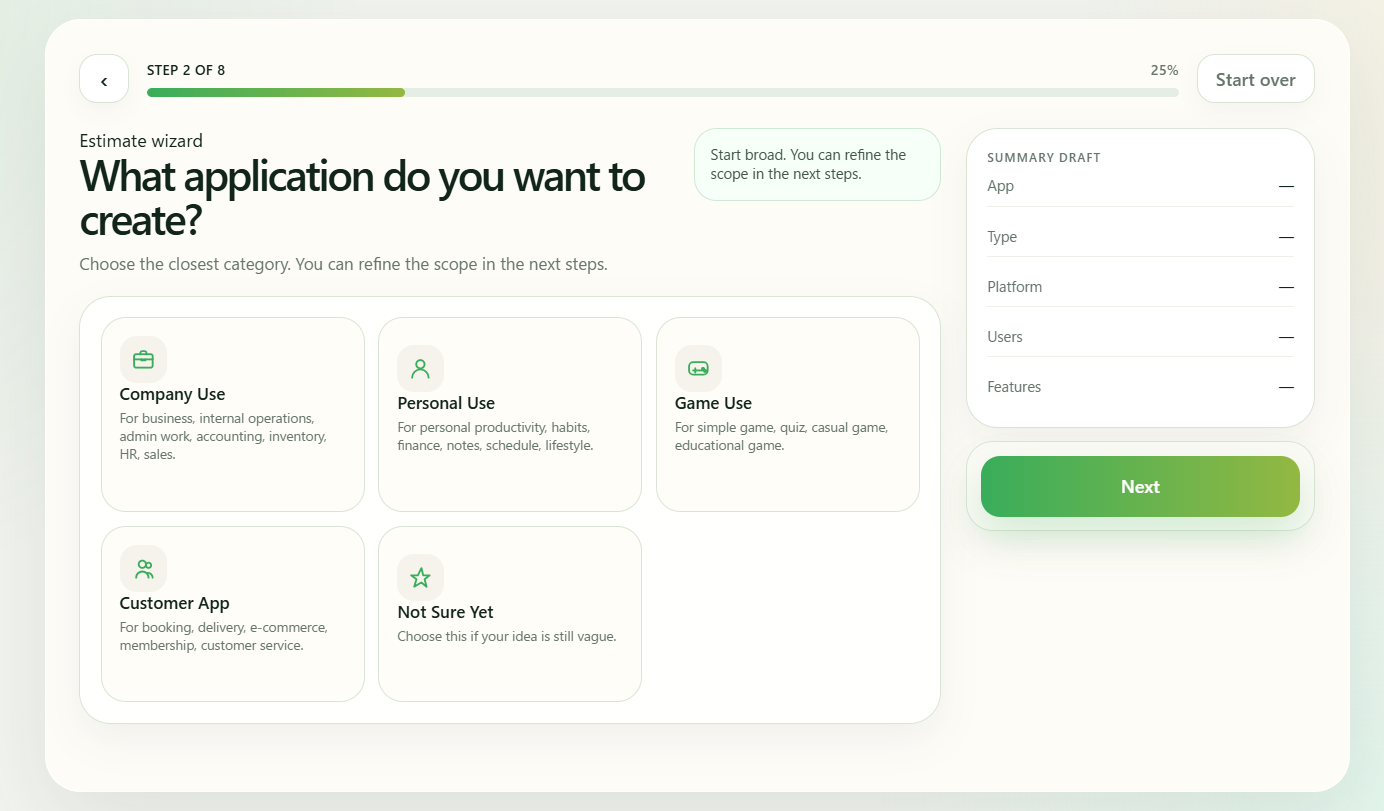 Estimatey estimate tool preview
